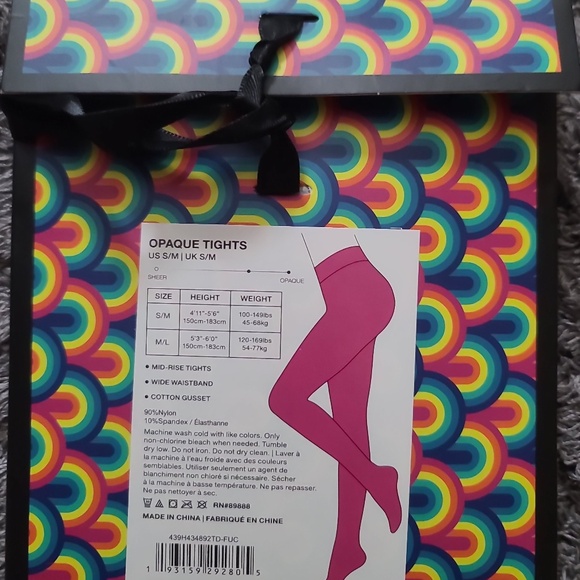 Kurt Geiger London opaque pink tights new in package size s/m - Picture 3 of 5